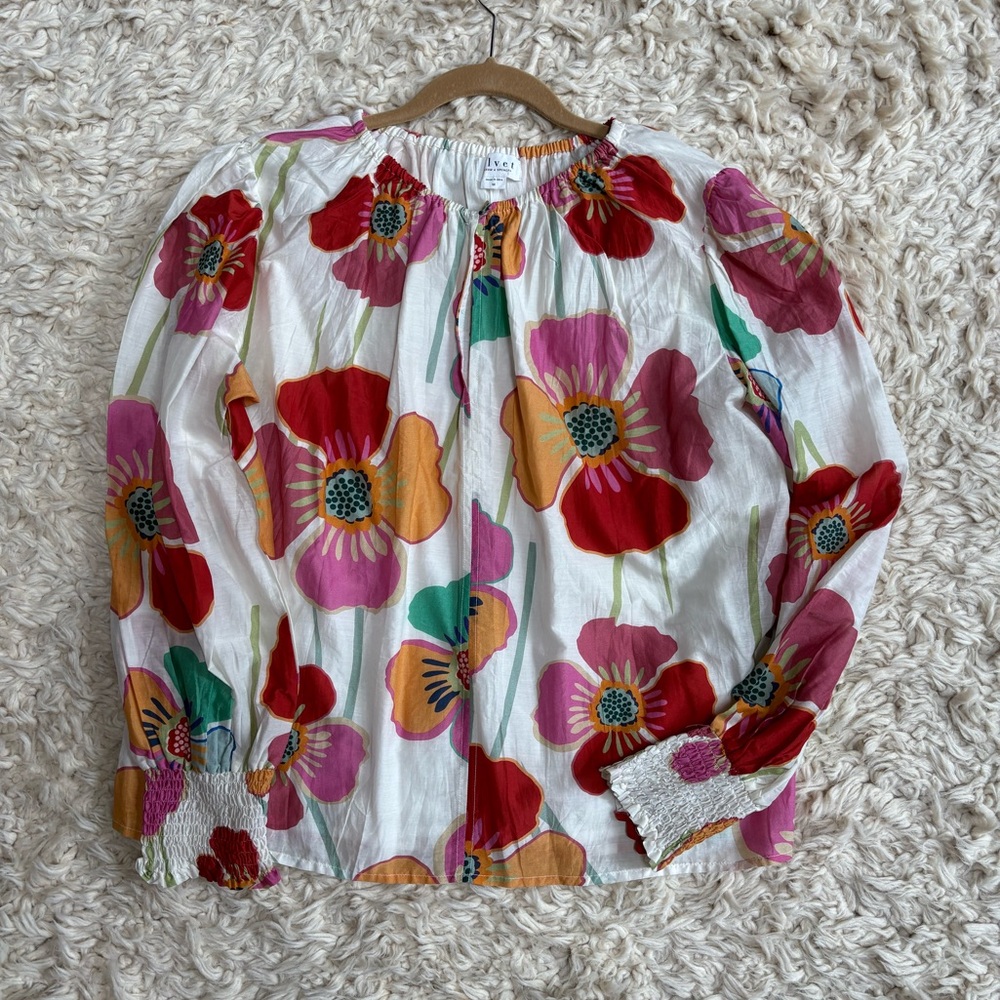 Velvet By Graham And Spencer Womens Avery Longsleeve Floral Blouse Size M
